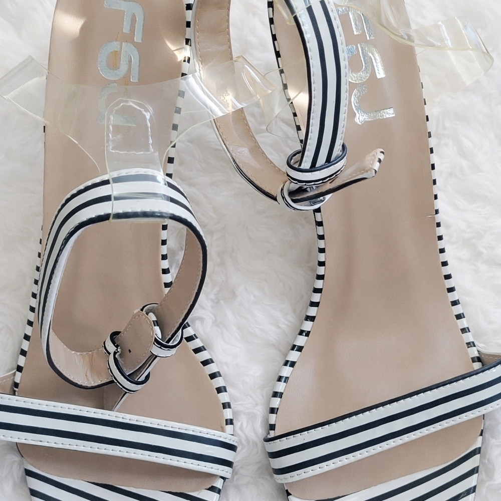 FSJ Blue and White Striped Sandals